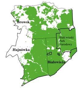 2a 2b 2c Ryc. 2. Lasy w granicach DOL Puszcza Białowieska (a); DOL na tle granic nadleśnictw i Białowieskiego Parku Narodowego (b); obszar Natura Puszcza Białowieska na tle LKP Puszcza Białowieska ( c) Fig.