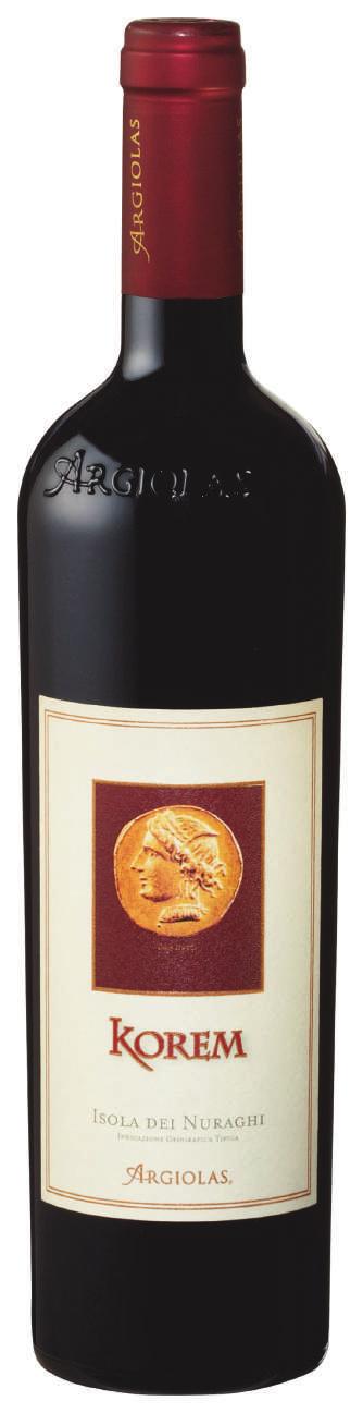 dojrzewa w dębowej beczce czarna porzeczka cedr z delikatną nutą skóry i czekolady Pieczeń wieprzowa Jagnięcina Makarony Sery Argiolas "Korem" 75 cl 205 zł Kraj: Włochy Region: Sardynia Apelacja: