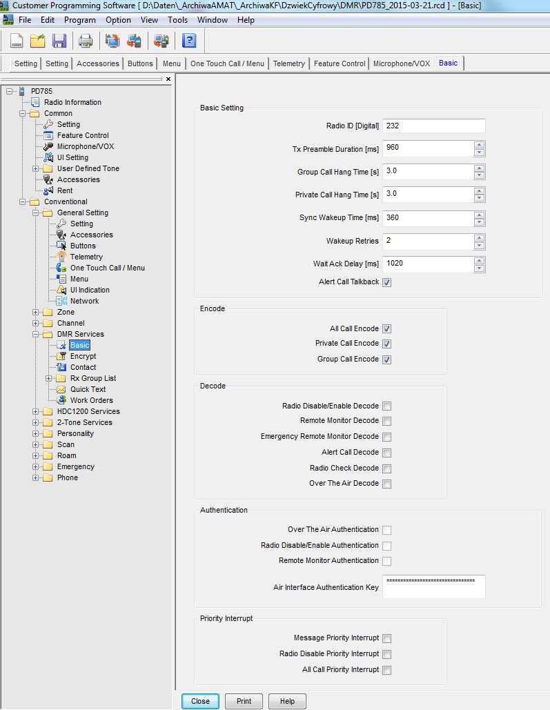 Rys. 5.12. Punkt (zakładka) Basic w grupie funkcji DMR Services wprowadzenie własnego identyfikatora.