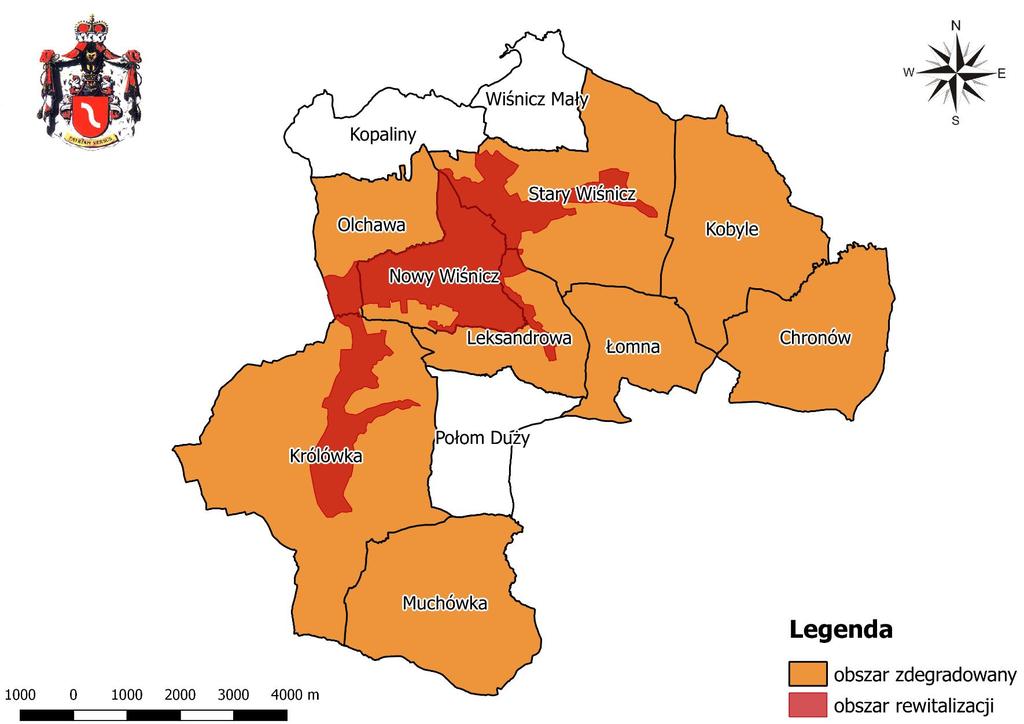 Mapa 1 Lokalizacja obszaru rewitalizacji na tle obszaru