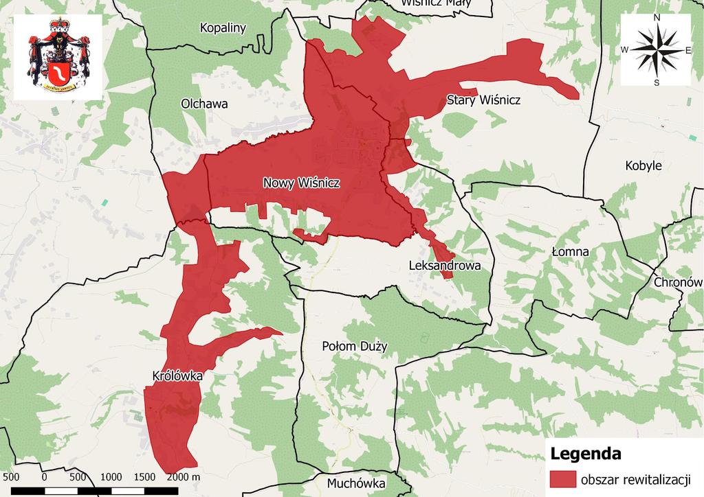 Mapa 2 Granice wyznaczonego obszaru rewitalizacji na terenie Gminy