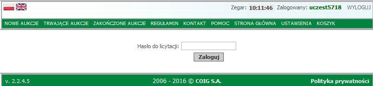 hasłem do licytacji - oznacza to, że podawane jest niewłaściwe hasło w takiej sytuacji należy wygenerować nowe