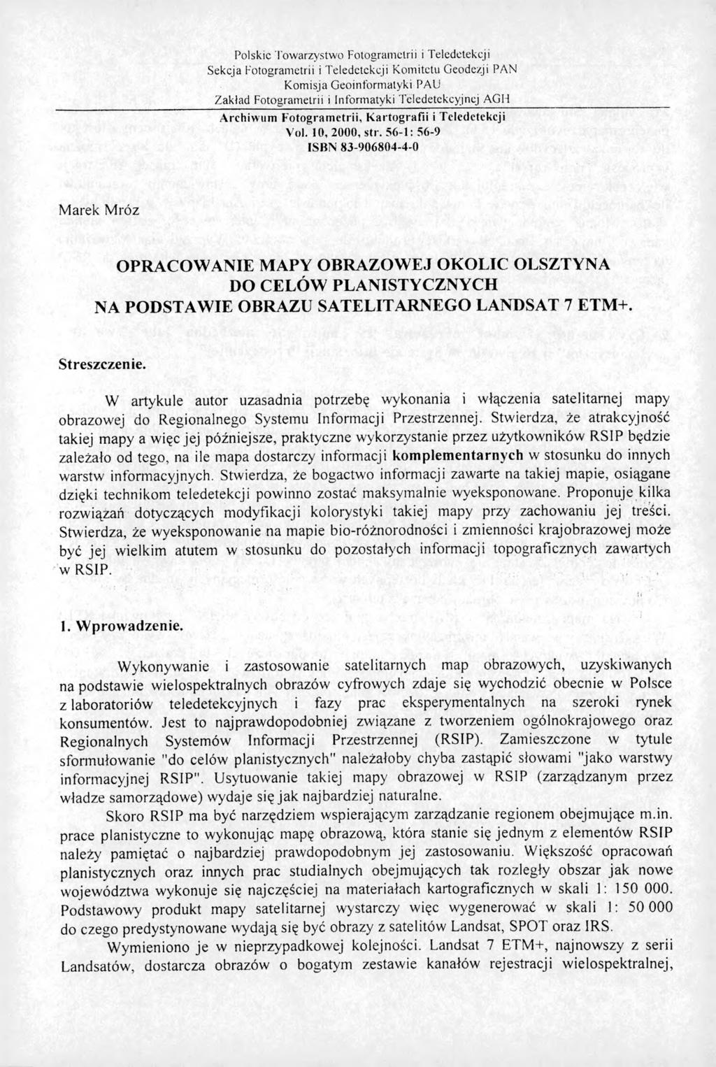 Polskie Tow arzystw o Fotogram etrii i Teledetekcji Sekcja Fotogram etrii i Teledetekcji K om itetu Geodezji PAN K om isja G eoinform atyki PAU Zakład Fotogram etrii i Inform atyki Teledetekcyjnej