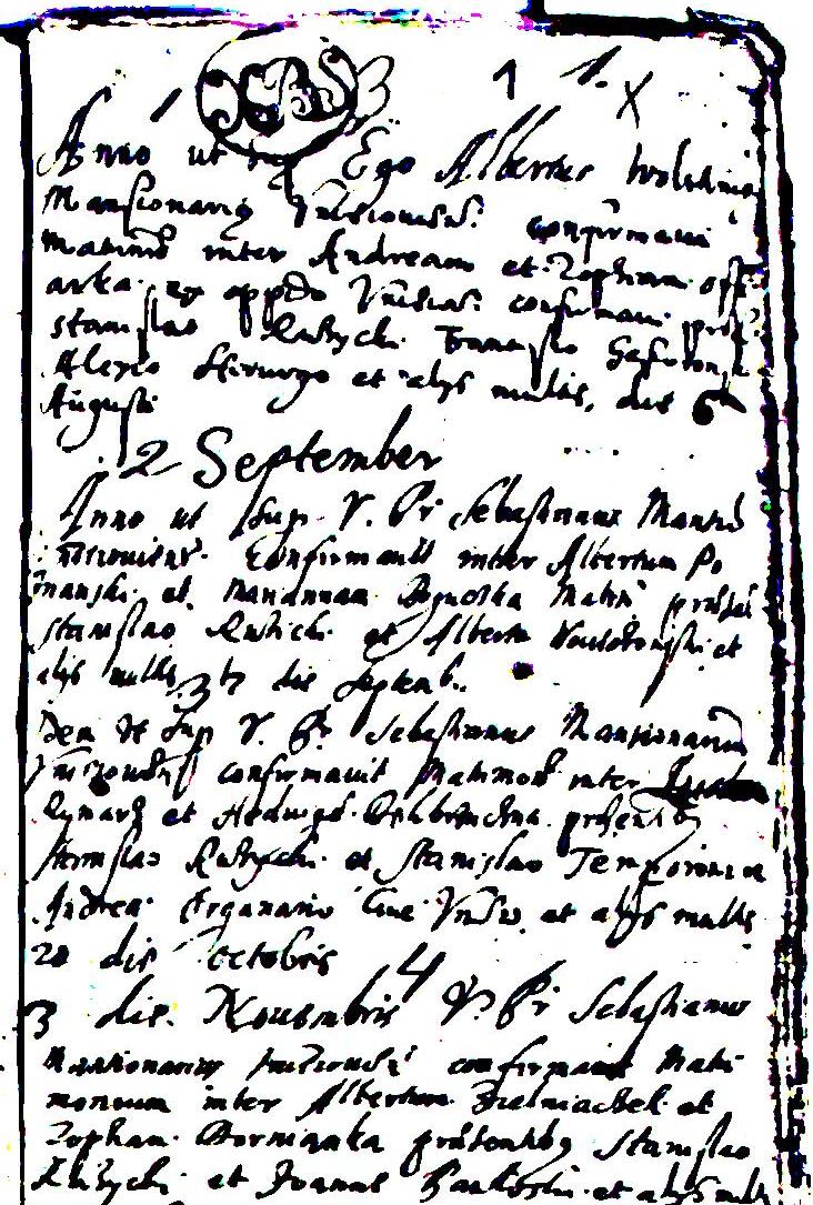 Pierwsza księgi Źródło: WMBP im. MJP w Łodzi, Dział zbiorów z2. zapisami z lat 1648 1649 Źródło: WMBP im.