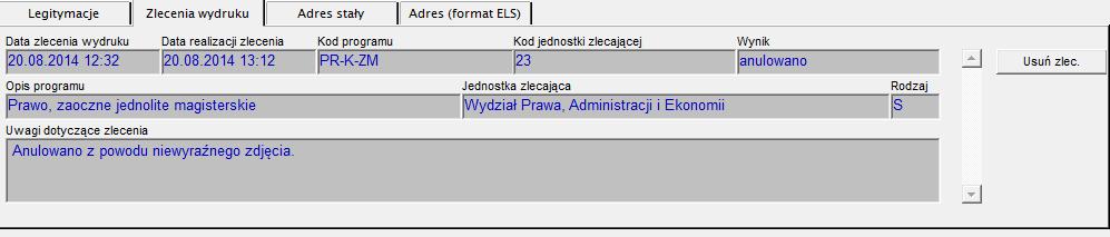 Rys. 12 Przed wydrukowaniem pierwszej legitymacji zakładka Legitymacje