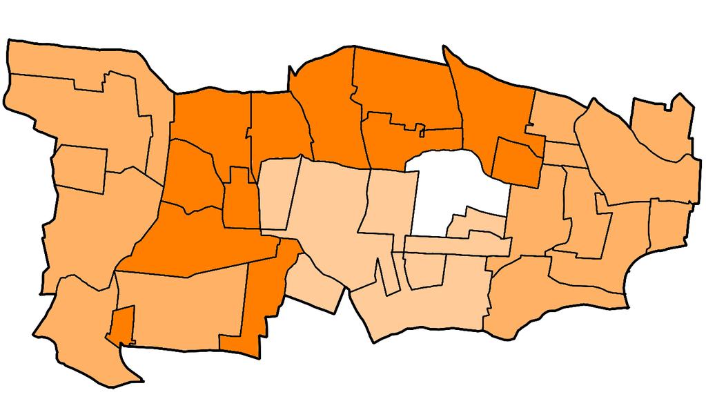 46,42-50,00% 50,01-60,00% 60,01-70,00% powyżej 70% FREKWENCJA WYBORCZA Rysunek 12 Frekwencja wyborcza w wyborach parlamentarnych w roku 2015.