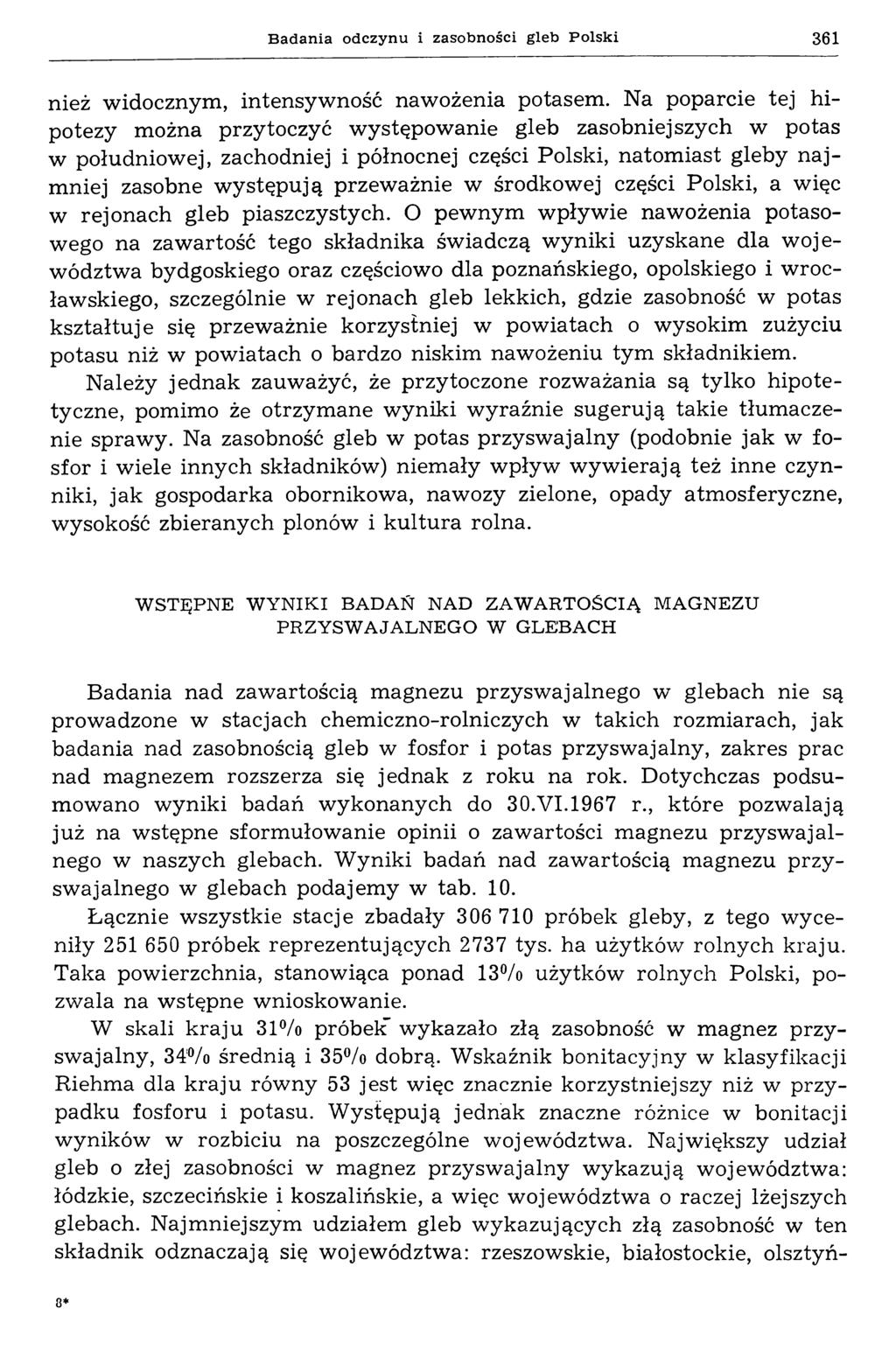 B adania odczynu i zasob ności gleb P o lsk i 361 nież widocznym, intensywność nawożenia potasem.