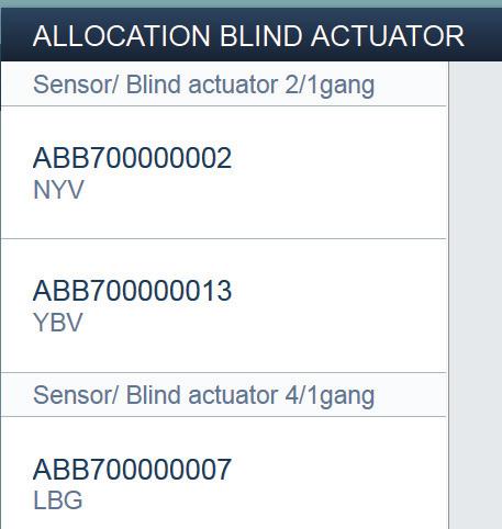 ABB-free@home Uruchomienie Identyfikacja według numeru seryjnego L Sensor / Blind actuator 2/1 gang NYV ABB700000002 Blind act. flushm. R A Rys.