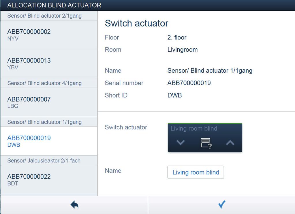 ABB-free@home Uruchomienie Nadanie nazwy Blind actuator Rys. 11: Nadanie nazwy» Nadać łatwo zrozumiałą nazwę, pod którą będzie później wyświetlane wybrane zastosowanie (np.