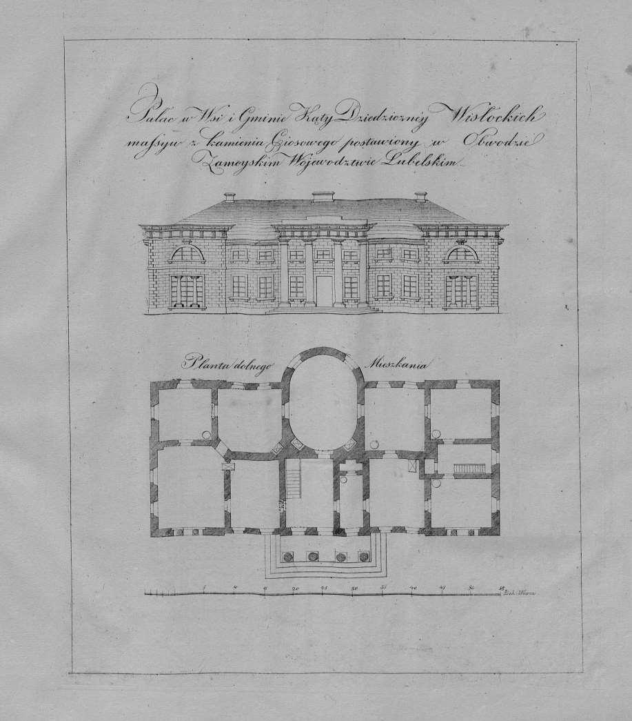 12. Kąty. Pałac. Rysunek [w:] Zbiór znaczniejszych budowli w województwie lubelskim [litogr. J. Sławiński, Łaszcz, Stompf]. Warszawa, 1836, il. 50. Cyfrowa Biblioteka Narodowa. W 1812 r.