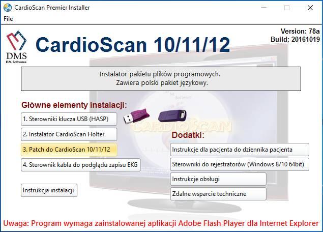 Instrukcja instalacji systemu CardioScan 10, 11, 12 - wersja 76a/78a Strona 3 1.