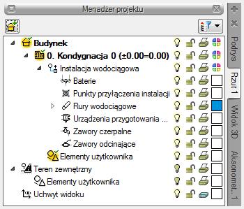 Następnie wprowadź rysunek aksonometrii instalacji wodociągowej klikając na ikonę Wstaw aksonometrie aksonometrii, Rys. 40.