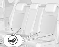 64 Fotele, elementy bezpieczeństwa Foteliki dziecięce ISOFIX Ucho mocowania fotelika dziecięcego Ucha mocujące Top-Tether są oznaczone symbolem :.