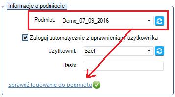 W sekcji Informacje o podmiocie z listy rozwijanej wybieramy podmiot, z którym będziemy chcieli pracować (Rys. 9).