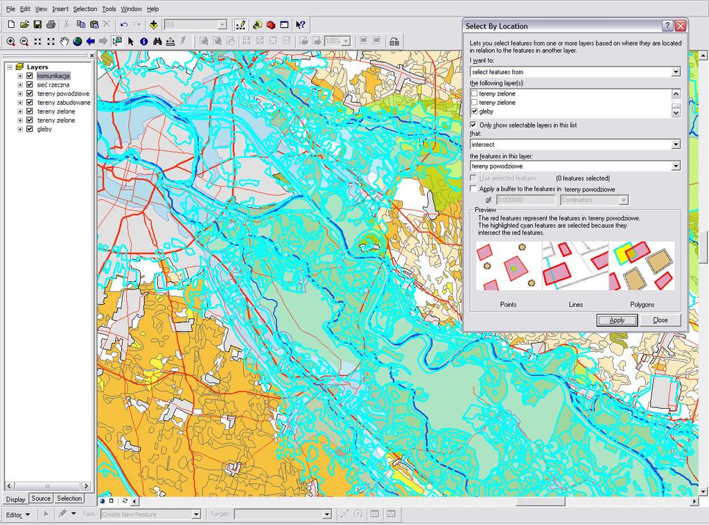 SELEKCJA WEDŁUG POŁOŻENIA [ArcMap