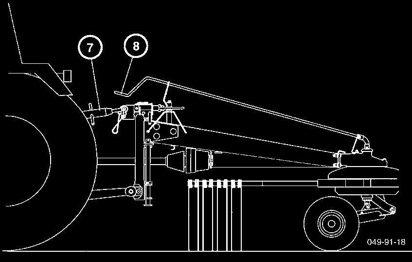 Lancuch ten powinien lekko zwisac - Musi byê zainstalowana sprezyna napinajaca (2) Ustawienie pochylenia karuzeli ZawÛr sterujπcy hydrauliczne - dzwignie sterownicza ciagnika (ST) ustawic w pozycji