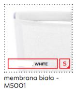 membraną w kolorze białym M5001.