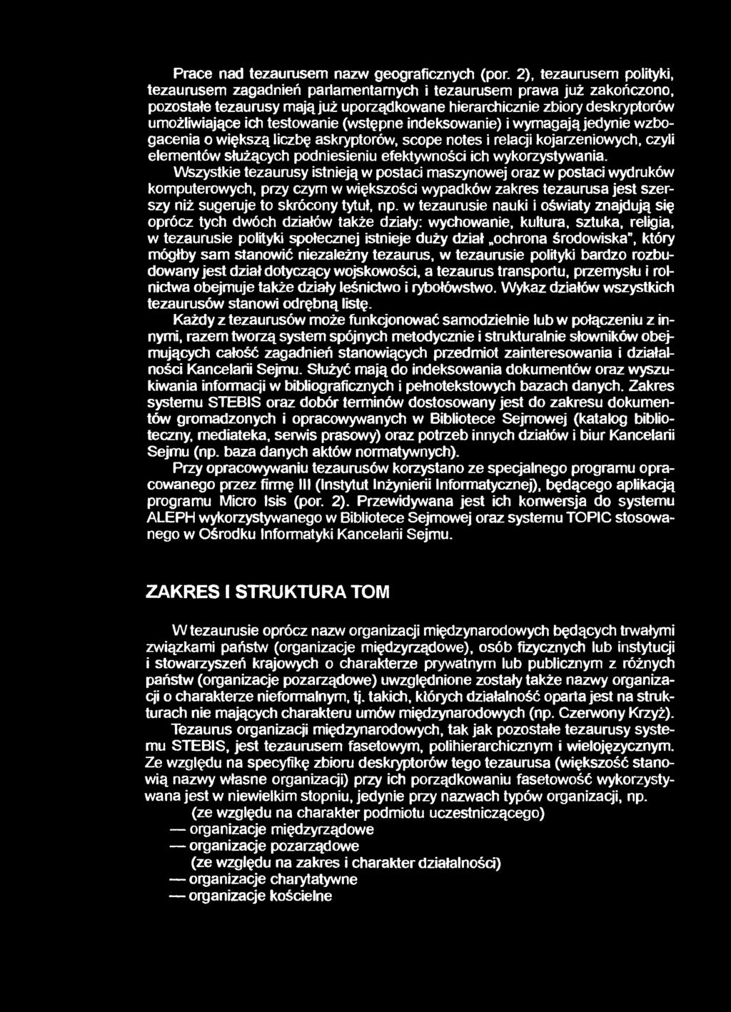 Prace nad tezaurusem nazw geograficznych (por.