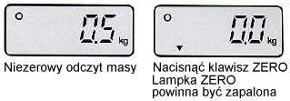 7 Inne funkcje Zerowanie wagi UŜywane w przypadku wyświetlania niezerowej masy przy opróŝnionej platformie.