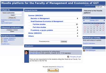 2 z 6 2015-01-24 20:28 W opracowaniu opisano wykorzystanie platformy Moodle do wsparcia procesu dydaktycznego na Wydziale Zarządzania i Ekonomii Politechniki Gdańskiej (WZiE PG).