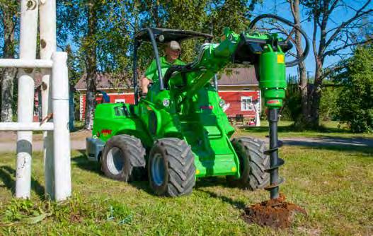 Budownictwo Wiertnica Hydrauliczny napęd wiertniczy o dużej mocy i różnych średnicach wierteł pozwala na dopasowanie średnicy otworu do różnych zadań, takich jak sadzenie drzew czy wiercenie otworów