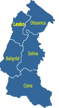 Sąsiaduje z czterema gminami, od południa z Gminą Cisna, od zachodu z Gminą Baligród oraz Lesko natomiast od północy z Gminą Olszanica. Rysunek 1.