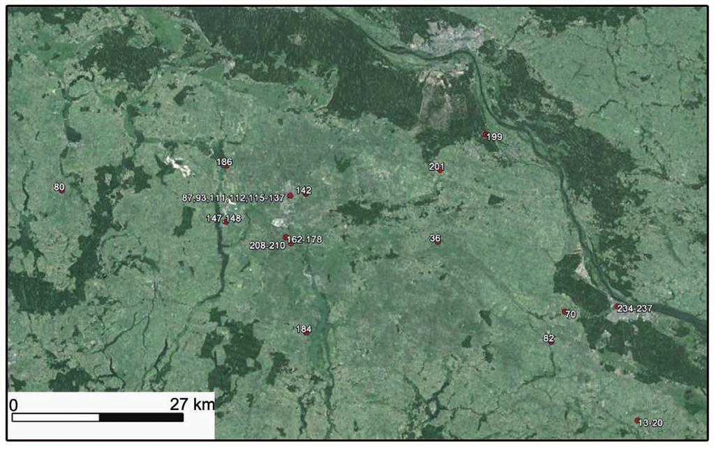 rozprzestrzenienie geograficzne szczątków psów znanych z kultury w