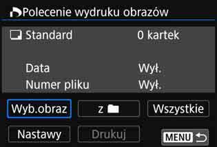 Drukowanie Drukowanie poprzez określenie opcji Użytkownik może drukować poprzez określenie opcji drukowania. 1 2 3 4 Naciśnij przycisk <0>. Wybierz pozycję [Zlec.wydr.obr.].