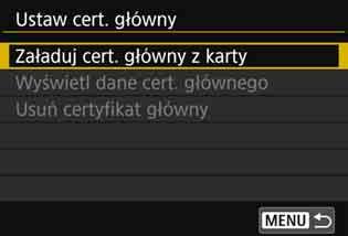 Konfigurowanie ustawień połączenia z serwerem FTP 3 Wybierz pozycję [Ustaw cert. główny]. 4 Wybierz pozycję [Załaduj cert. główny z karty]. 5 Wybierz pozycję [OK].