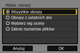 Określanie wyświetlanych obrazów 7 Wybierz jedną zpozycji. Wybierz opcję [OK] i naciśnij przycisk <0>, aby wyświetlić ekran nastaw.