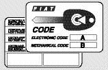 KLUCZYKI CODE CARD (dla wersji/ rynków, gdzie przewidziano) Wraz z kluczykami przekazywana jest karta kodowa CODE card rys. 7 do przedstawienia w ASO Fiata w przypadku potrzeby duplikatów kluczyków.