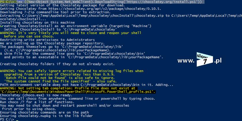 4 (Pobrane z slow7.pl) @powershell -NoProfile -ExecutionPolicy Bypass -Command "iex ((New-Object System.Net.WebClient).DownloadString('https://chocolatey.org/install.