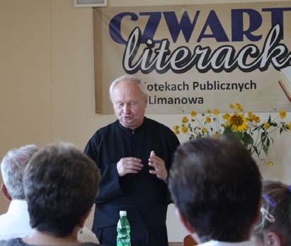 dr Stanisław Pyszka, który mówił o katolickiej nauce społecznej kościoła oraz o swych doświadczeniach i pracy naukowej.