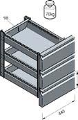dla B=700 mm - 1/1 GN h=100 mm dla B=600 mm - 2/3 GN h=100 mm (dotyczy tylko stołów chłodniczych z
