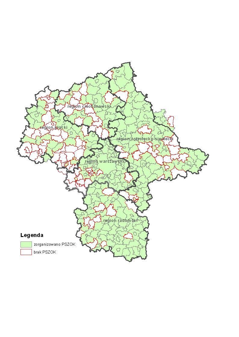 Gminy, które zorganizowały PSZOK 2014 r. Region gospodarki odpadami komunalnymi (liczba gmin w regionie) Liczba gmin stan na czerwiec 2014 r. stan na koniec 2014 r.