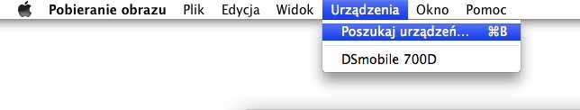 Obsługa w systemie Mac OS X e Z menu Devices