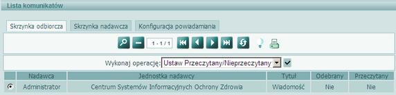 Informacje ogólne Komunikaty W aplikacji ISSM istnieje możliwość przesyłania komunikatów między użytkownikami.