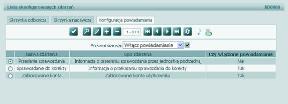 Informacje ogólne Komunikat może być skierowany do: jednego wybranego użytkownika (zaznaczamy opcję Użytkownik i za pomocą ikony wskazujemy użytkownika); wszystkich użytkowników z wybranej jednostki