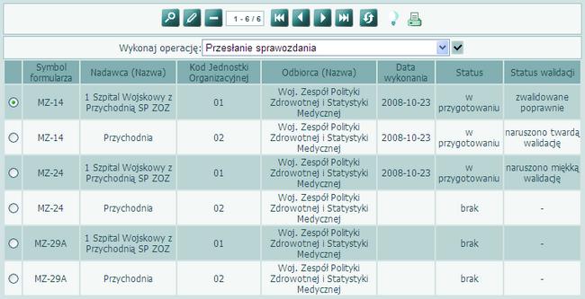 Wprowadzanie sprawozdań Przesłanie sprawozdania Po uzupełnieniu danych w sprawozdaniu należy je przesłać do jednostki, która dokona weryfikacji.