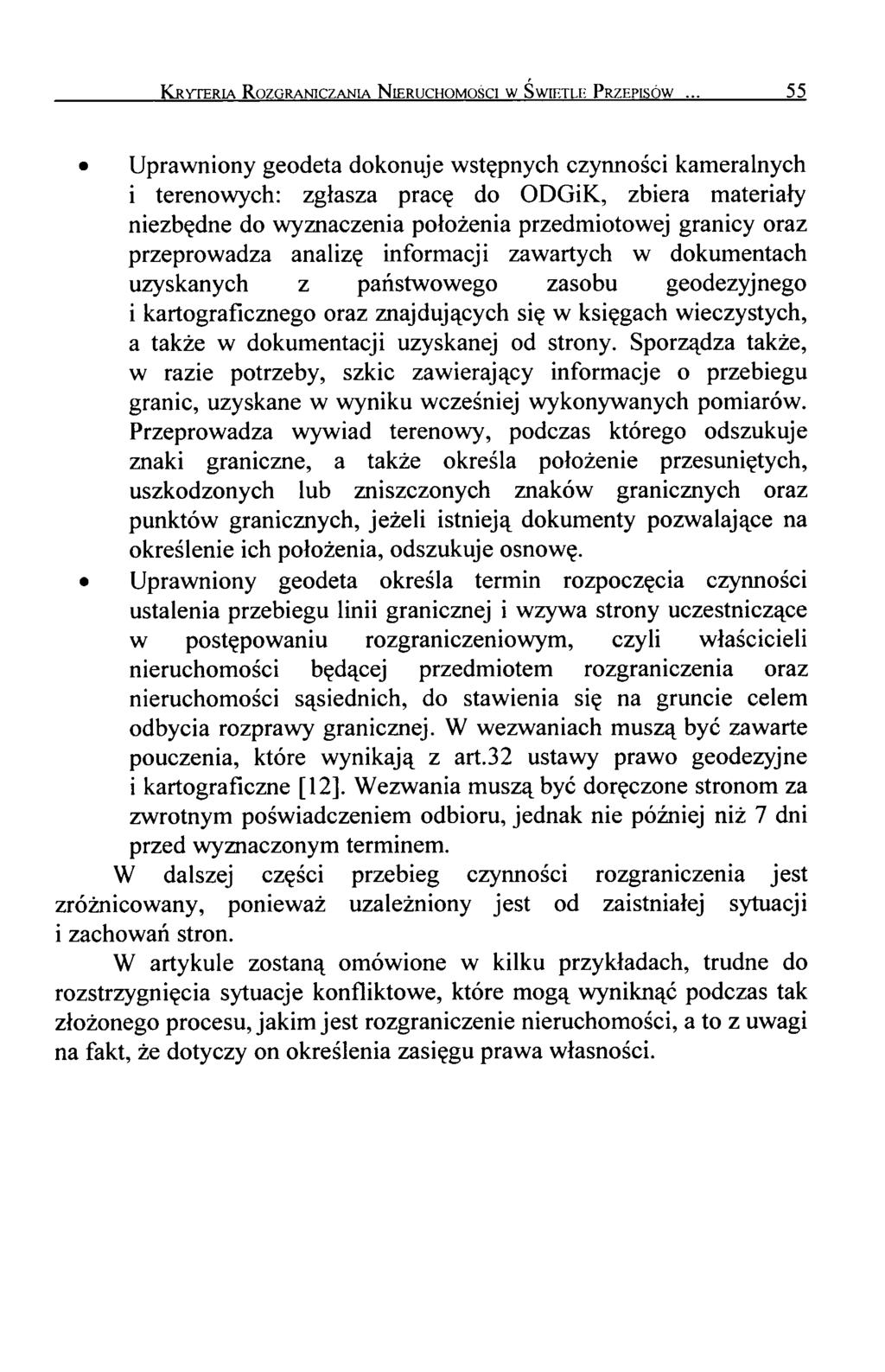 K ryteria R ozgraniczania N ieruchomości w Świetle Przepisów.
