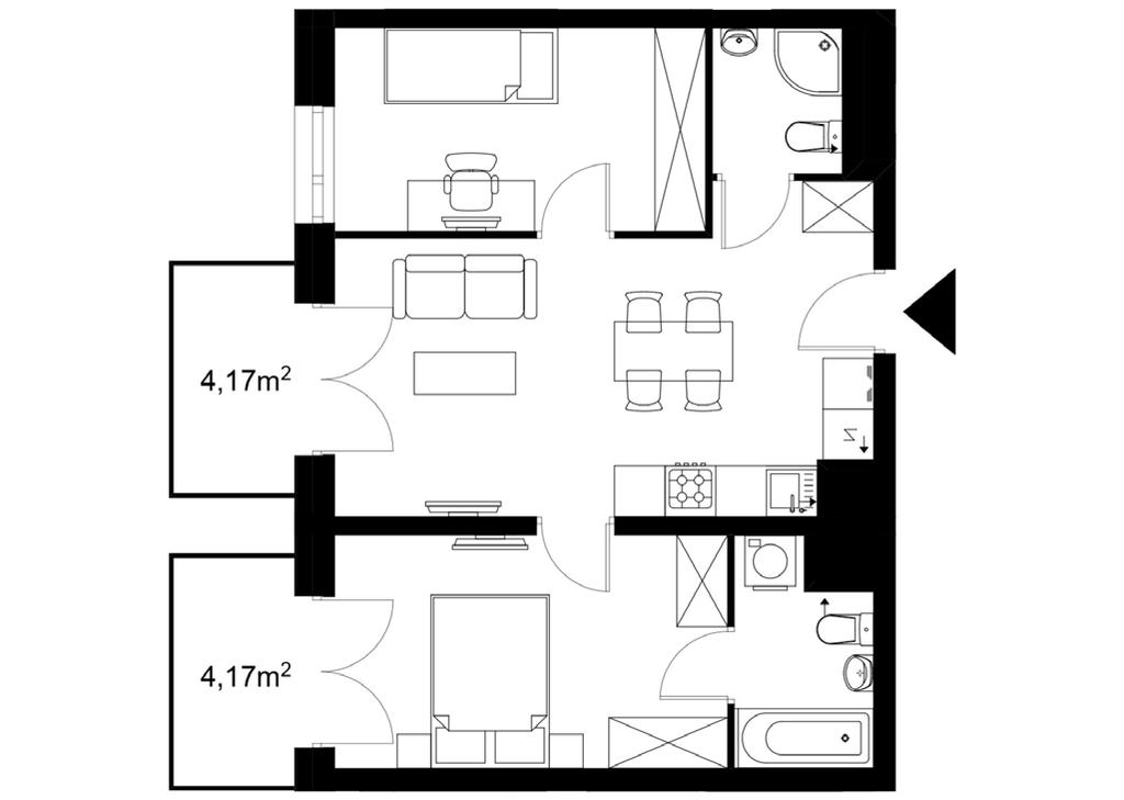 Budynek A / Mieszkanie A3.39 Klatka: 1 Piętro: 3 LICZBA POKOI: 3 zach POWIERZCHNIA: 51.