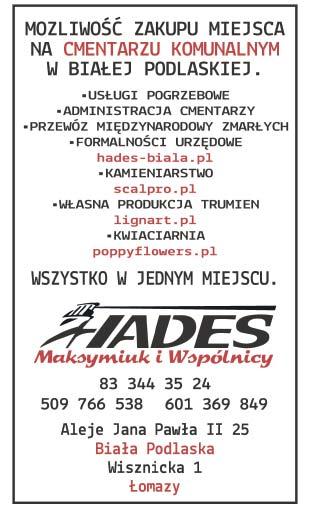 Tygodnik Podlaski Wejdź na stronę www.tygodnikpodlaski.pl i zamieść swoje ogłoszenie w Internecie 5 maja 2017 ogłoszenia drobne 7 agd PRALKA automat sprawna, oddam za niewielką opłatą. Tel. 605214241.