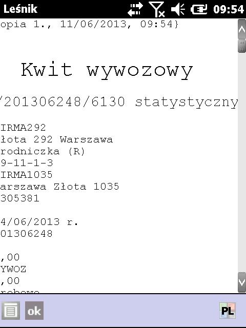 Po zatwierdzeniu ekranu program zapisuje w pozycjach kwitu wszystkie wylosowane pozycje.