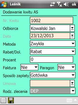 Sposób zapłaty Rodz. zlecenia Paragon Możliwe wartości w tym polu, to Gotówka (wartość domyślna) i Przelew. Opcji Przelew można użyć w przypadku płatności dokonywanymi kartą.