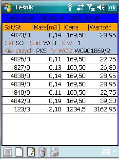 1.4.2.5.3 SZTUKI/STOSY NA ASYGNACIE W trakcie dodawania ekranie Lista sztuk/stosów (Nr AS: ).