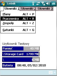 Z menu głównego Dokumenty wybieramy Słowniki. Pojawia się menu Słowniki, z którego wybieramy punkt Pracownicy. Ekran 13.