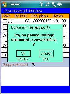 Uwaga ogólna: Możliwe jest zbiorcze kasowanie pozycji w następujących miejscach: ROD, WR, DOR, SW, KZ-R, KZ, KP, KW, AS, SM, Zespół-Własny i Właściciel (własność działki).