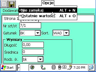 W formatce dodawania sztuk stosów dostępne są dodatkowe funkcje (Opcje) pokazane na poniższym rysunku.