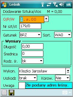 <.> kropka. Co więcej, przy wprowadzaniu adresu zablokowana jest możliwość użycia znaków spacji <Space>, ponieważ taki znak nigdy nie występuje w adresie leśnym.