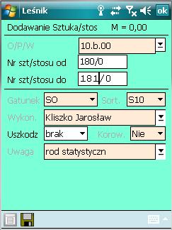 Formatka podczas dodawania sztuk metodą statystyczną Przełączenie pomiędzy metodami dodawania na ROD statystycznym odbywa się poprzez wybór odpowiedniej funkcji w menu lub użycie odpowiedniego